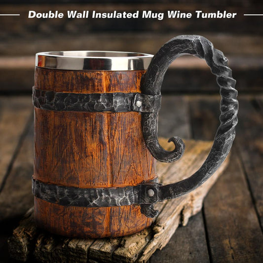 Viking Wood Style Mead or Beer Mug